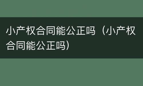 小产权合同能公正吗（小产权合同能公正吗）
