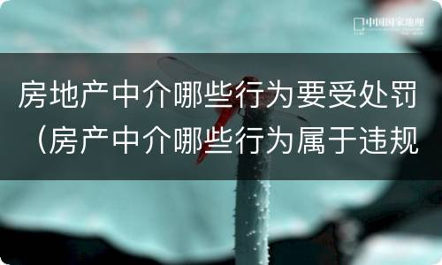 房地产中介哪些行为要受处罚（房产中介哪些行为属于违规）