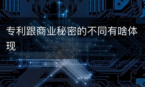 专利跟商业秘密的不同有啥体现
