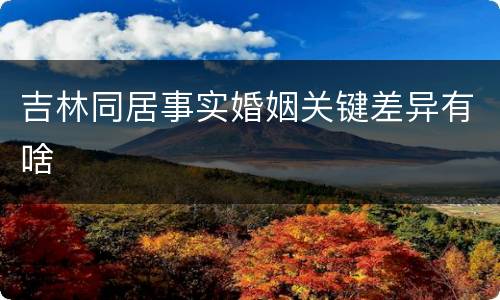 吉林同居事实婚姻关键差异有啥