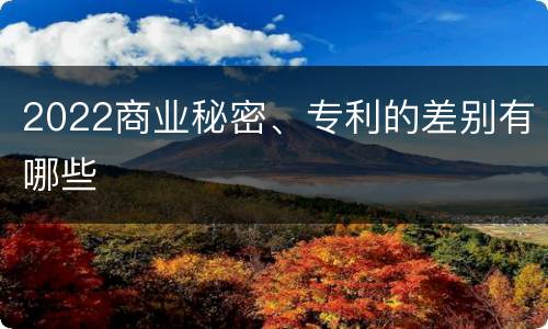 2022商业秘密、专利的差别有哪些