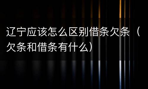 辽宁应该怎么区别借条欠条（欠条和借条有什么）