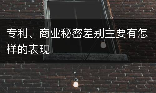专利、商业秘密差别主要有怎样的表现