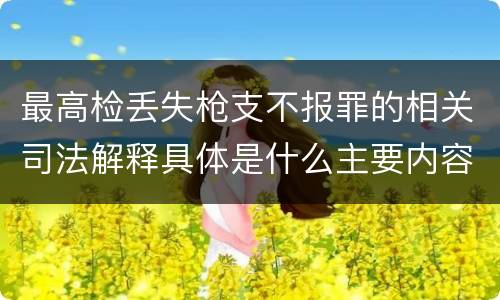 最高检丢失枪支不报罪的相关司法解释具体是什么主要内容