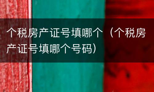 个税房产证号填哪个（个税房产证号填哪个号码）