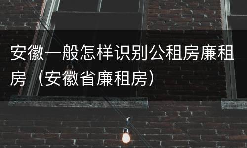 安徽一般怎样识别公租房廉租房（安徽省廉租房）