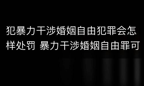 犯暴力干涉婚姻自由犯罪会怎样处罚 暴力干涉婚姻自由罪可以刑事和解吗