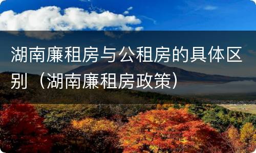 湖南廉租房与公租房的具体区别（湖南廉租房政策）