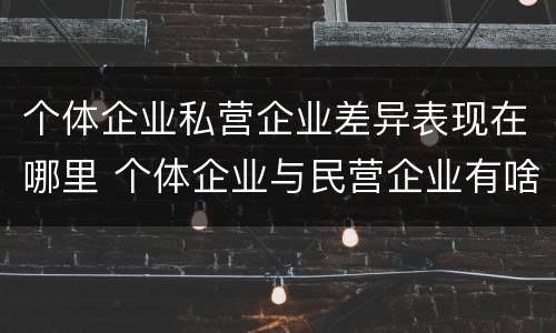 个体企业私营企业差异表现在哪里 个体企业与民营企业有啥不同
