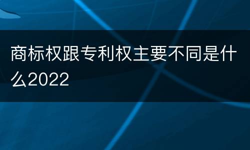 商标权跟专利权主要不同是什么2022