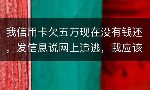 我信用卡欠五万现在没有钱还，发信息说网上追逃，我应该怎么办