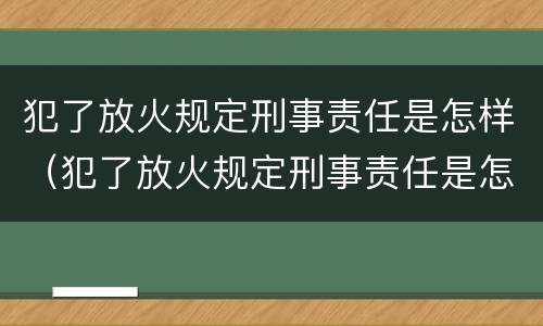 犯了放火规定刑事责任是怎样（犯了放火规定刑事责任是怎样的）