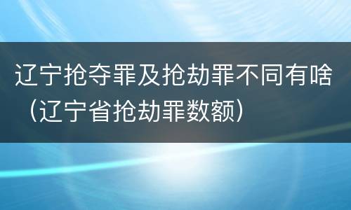 辽宁抢夺罪及抢劫罪不同有啥（辽宁省抢劫罪数额）