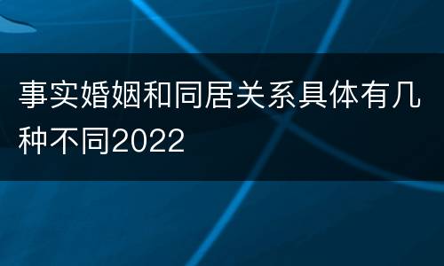 事实婚姻和同居关系具体有几种不同2022