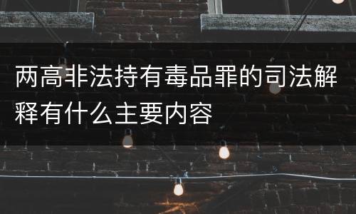 两高非法持有毒品罪的司法解释有什么主要内容