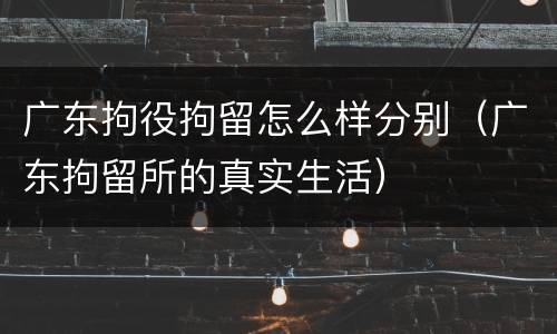 广东拘役拘留怎么样分别（广东拘留所的真实生活）
