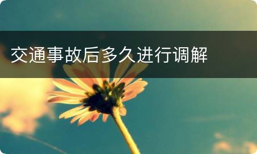 交通事故后多久进行调解