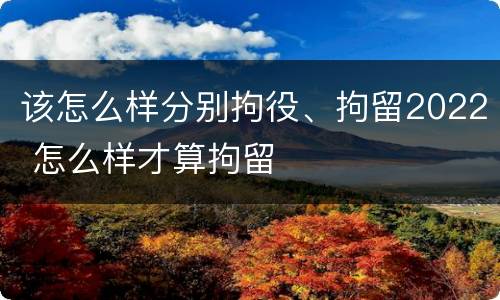 该怎么样分别拘役、拘留2022 怎么样才算拘留
