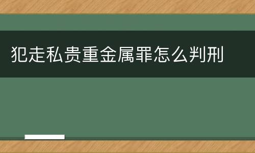 犯走私贵重金属罪怎么判刑