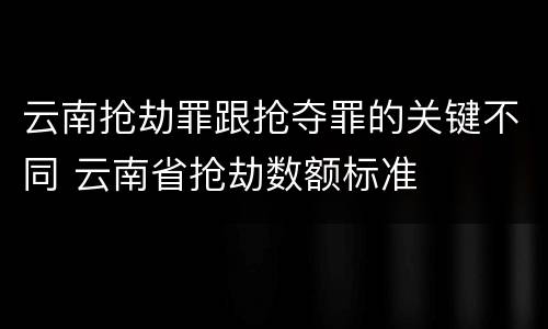 云南抢劫罪跟抢夺罪的关键不同 云南省抢劫数额标准