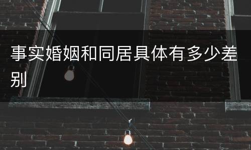 事实婚姻和同居具体有多少差别