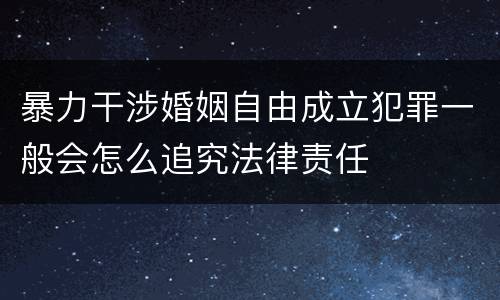暴力干涉婚姻自由成立犯罪一般会怎么追究法律责任