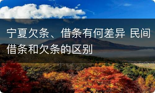 宁夏欠条、借条有何差异 民间借条和欠条的区别