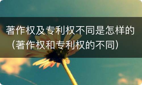 著作权及专利权不同是怎样的（著作权和专利权的不同）