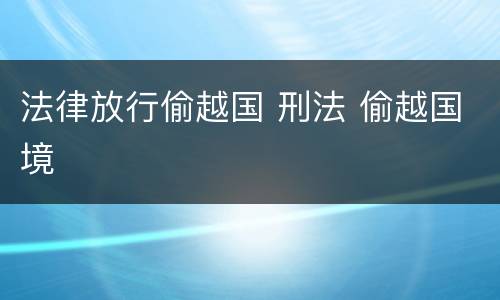法律放行偷越国 刑法 偷越国境