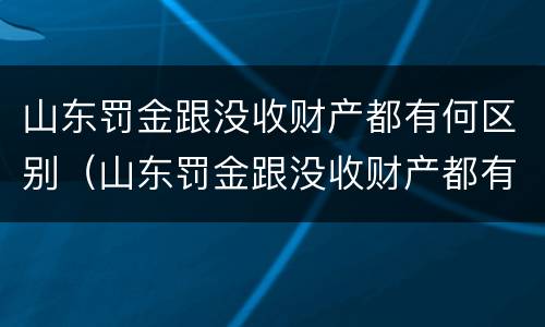 山东罚金跟没收财产都有何区别（山东罚金跟没收财产都有何区别呢）