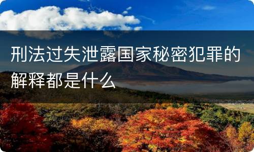 刑法过失泄露国家秘密犯罪的解释都是什么