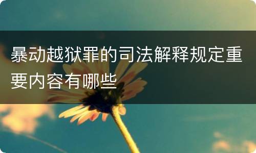 暴动越狱罪的司法解释规定重要内容有哪些