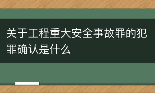 关于工程重大安全事故罪的犯罪确认是什么