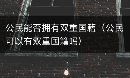 公民能否拥有双重国籍（公民可以有双重国籍吗）
