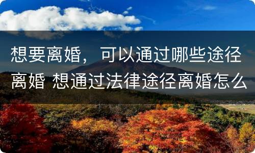 想要离婚，可以通过哪些途径离婚 想通过法律途径离婚怎么离