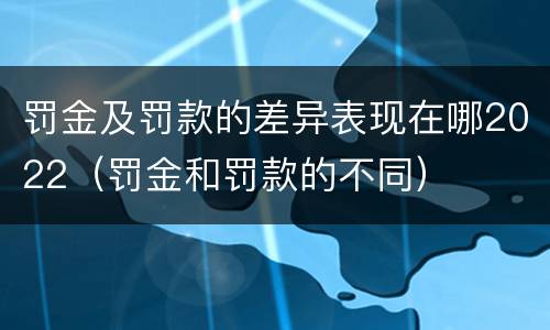 罚金及罚款的差异表现在哪2022（罚金和罚款的不同）