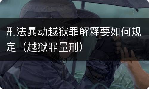 刑法暴动越狱罪解释要如何规定（越狱罪量刑）