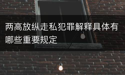 两高放纵走私犯罪解释具体有哪些重要规定