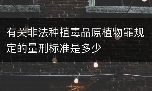 有关非法种植毒品原植物罪规定的量刑标准是多少