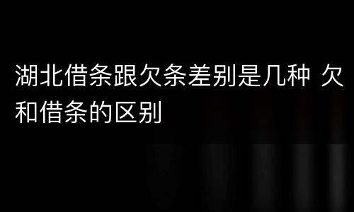 湖北借条跟欠条差别是几种 欠和借条的区别