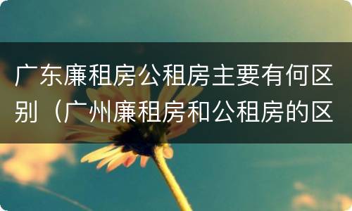 广东廉租房公租房主要有何区别(广州廉租房和公租房的区别)