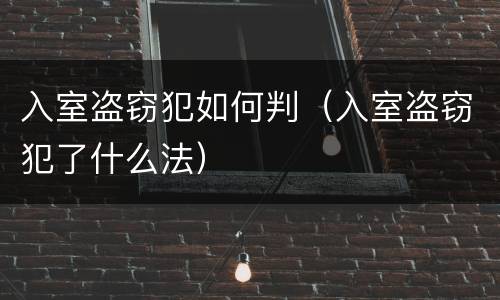 入室盗窃犯如何判（入室盗窃犯了什么法）