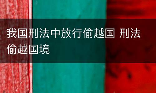 我国刑法中放行偷越国 刑法 偷越国境