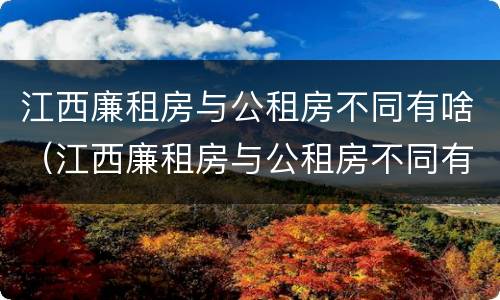江西廉租房与公租房不同有啥（江西廉租房与公租房不同有啥影响）