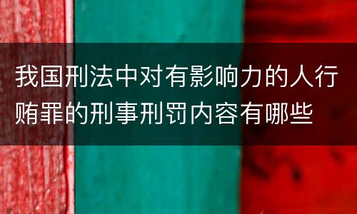 我国刑法中对有影响力的人行贿罪的刑事刑罚内容有哪些