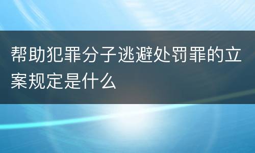 帮助犯罪分子逃避处罚罪的立案规定是什么