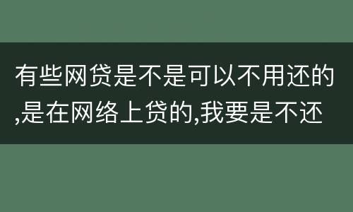 有些网贷是不是可以不用还的,是在网络上贷的,我要是不还,他们起诉我的可能性大不大