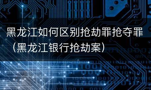 黑龙江如何区别抢劫罪抢夺罪（黑龙江银行抢劫案）