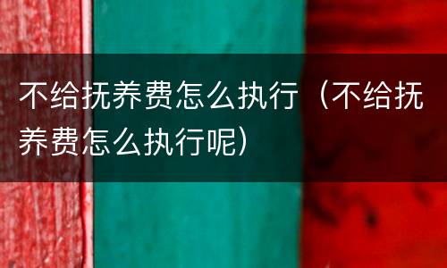 不给抚养费怎么执行（不给抚养费怎么执行呢）