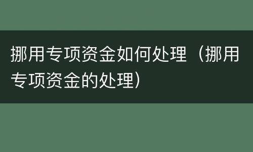 挪用专项资金如何处理（挪用专项资金的处理）